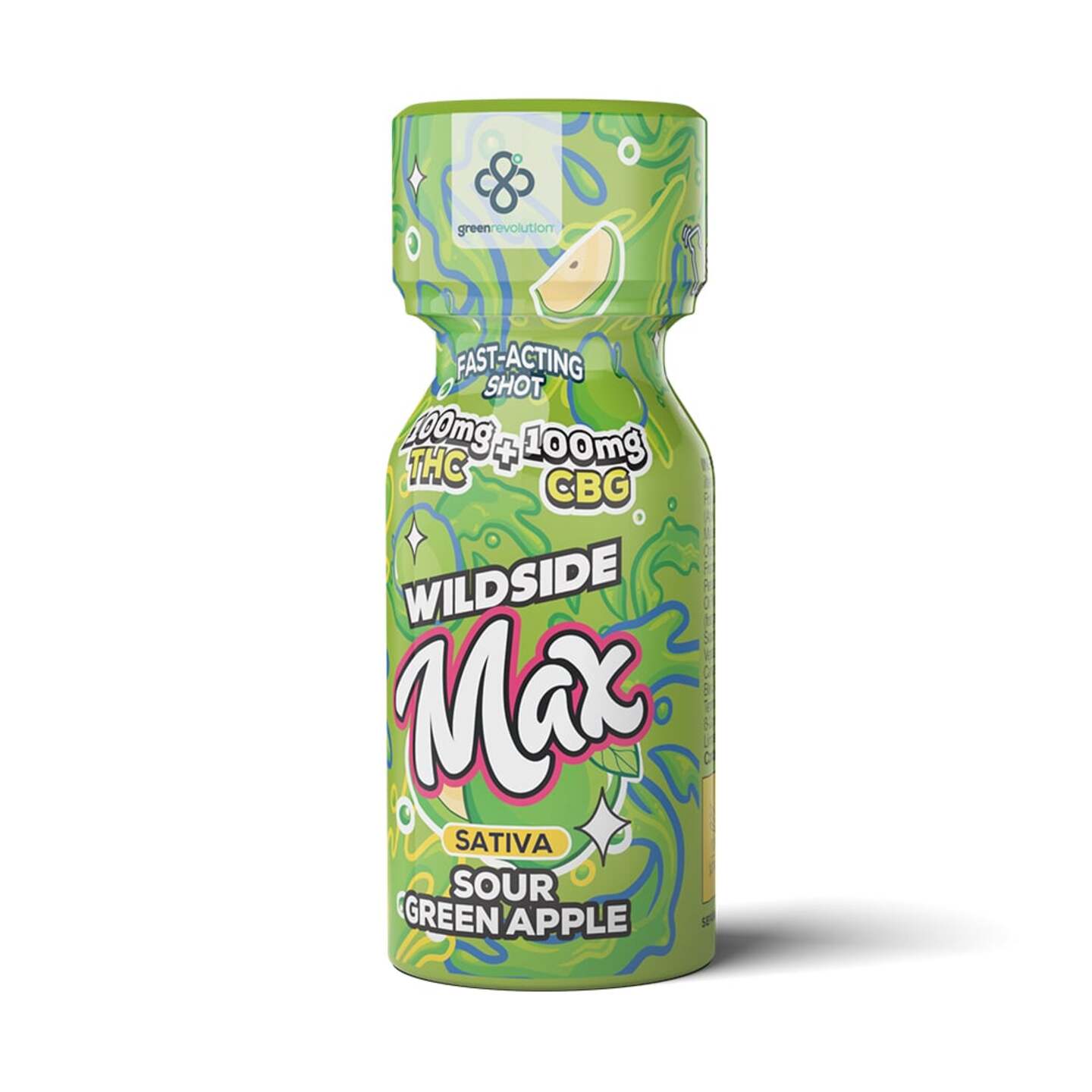 Wildside 1:1 Shot Sour Green Apple 100mg/100mg (THC/CBG) Wildside