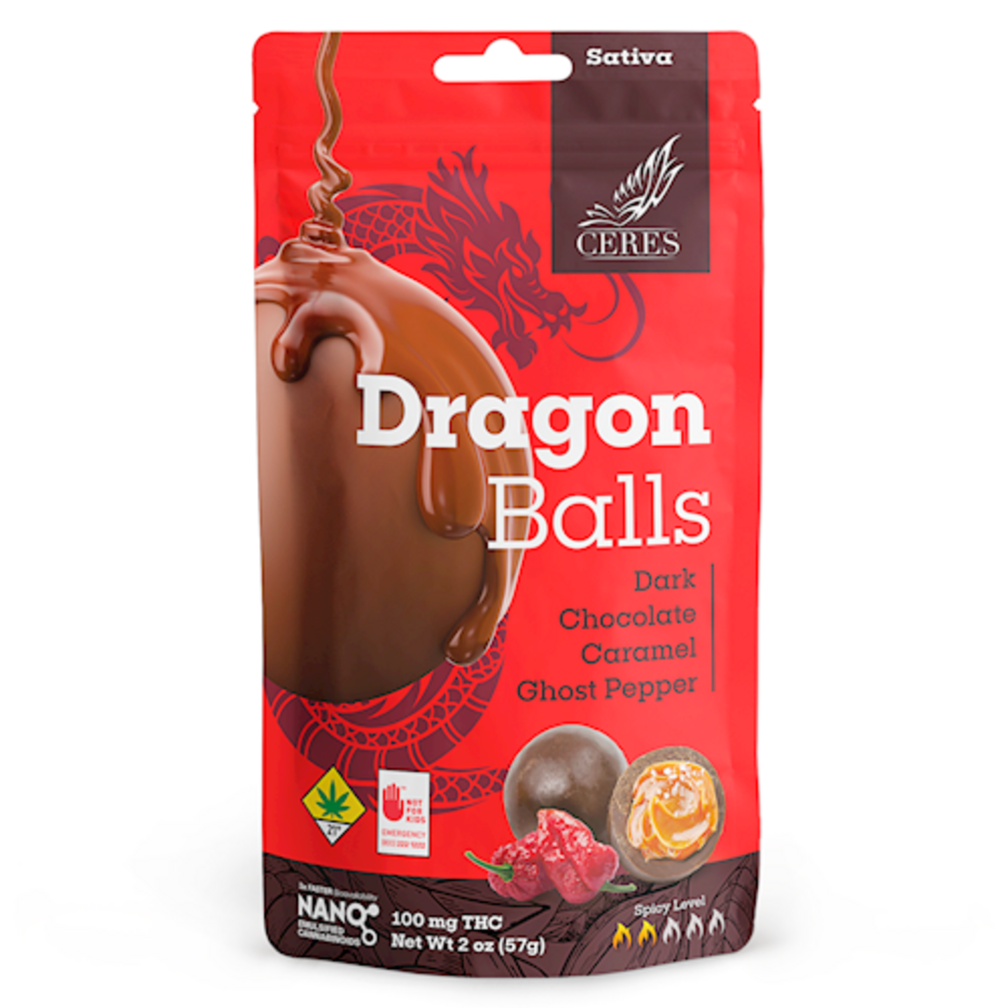 Ceres Dragon Balls Dark Chocolate Caramel Ghost Pepper Indica