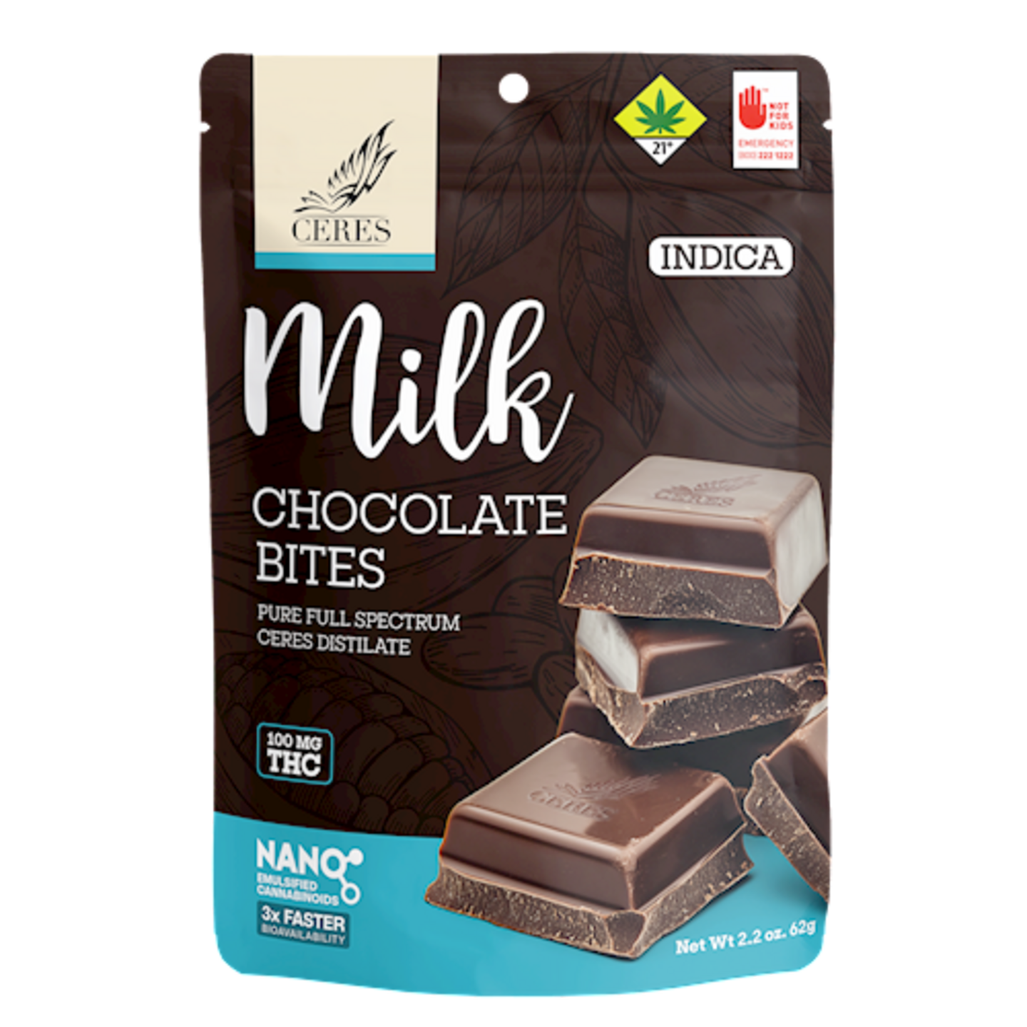 まるまるこ Ceres Chocobites Milk Chocolate Indica 10pk 100mg (I) Ceres