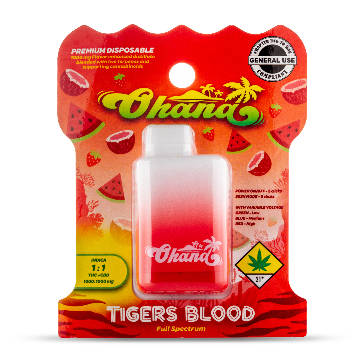Ohana 1g Gummy Shark Cartridge Ohana Disposable 2:1:1 CBD CBN