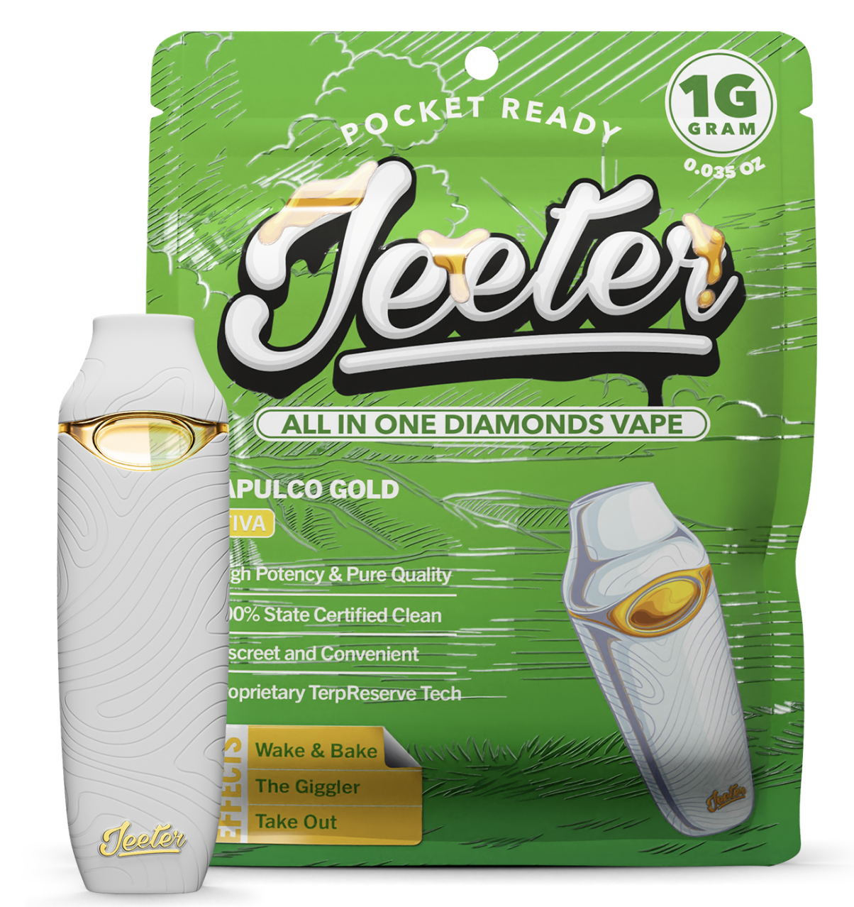Jeeter Acapulco Gold | Jeeter Concentrates - AIO Liquid Diamond 1G Vape -  Roslindale Cannabis Company Dispensary in Roslindale, MA