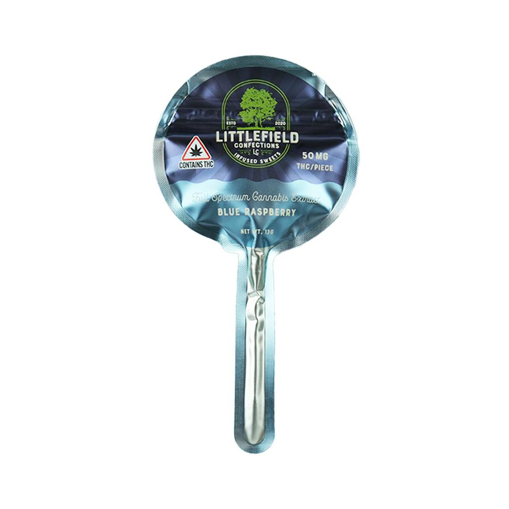 Littlefield Confection Blue Raspberry Lollipop - 50mg - Green