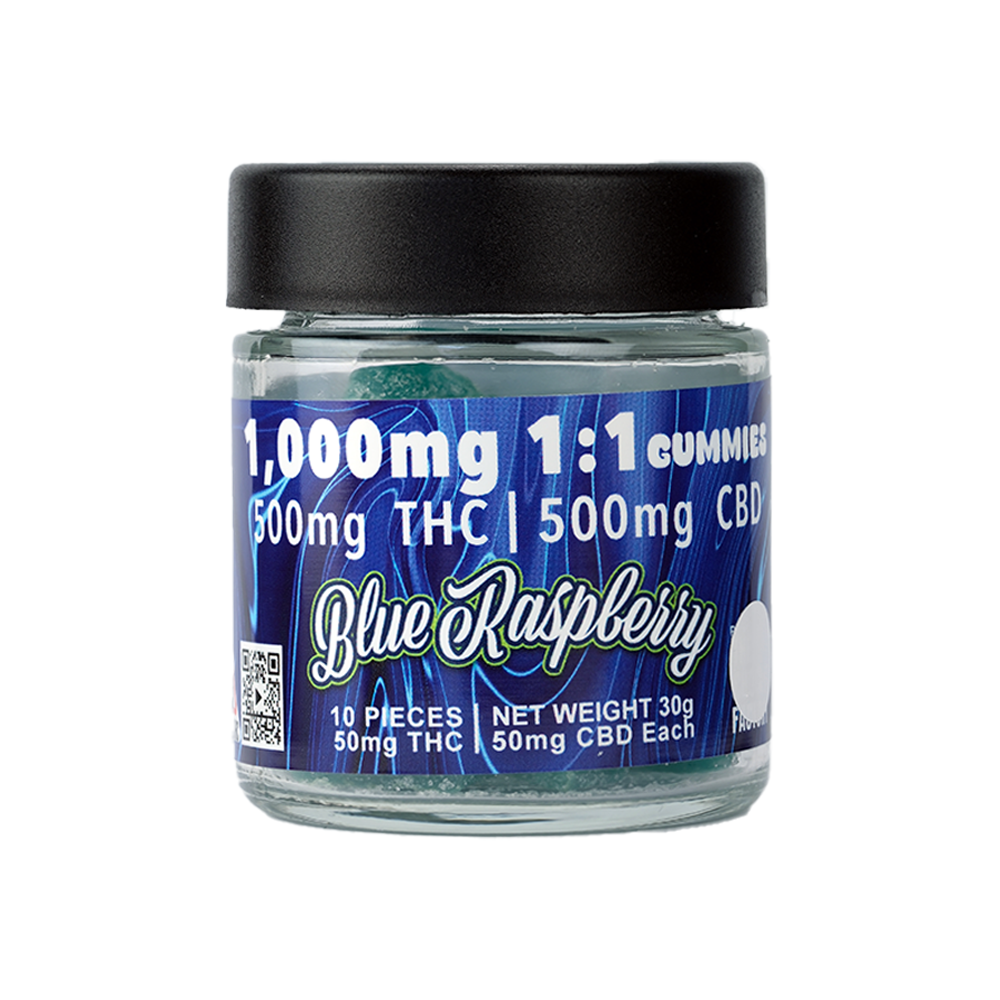 Ekko Essence Blue Raspberry 1:1 Gummies - 1000mg - Green Truck