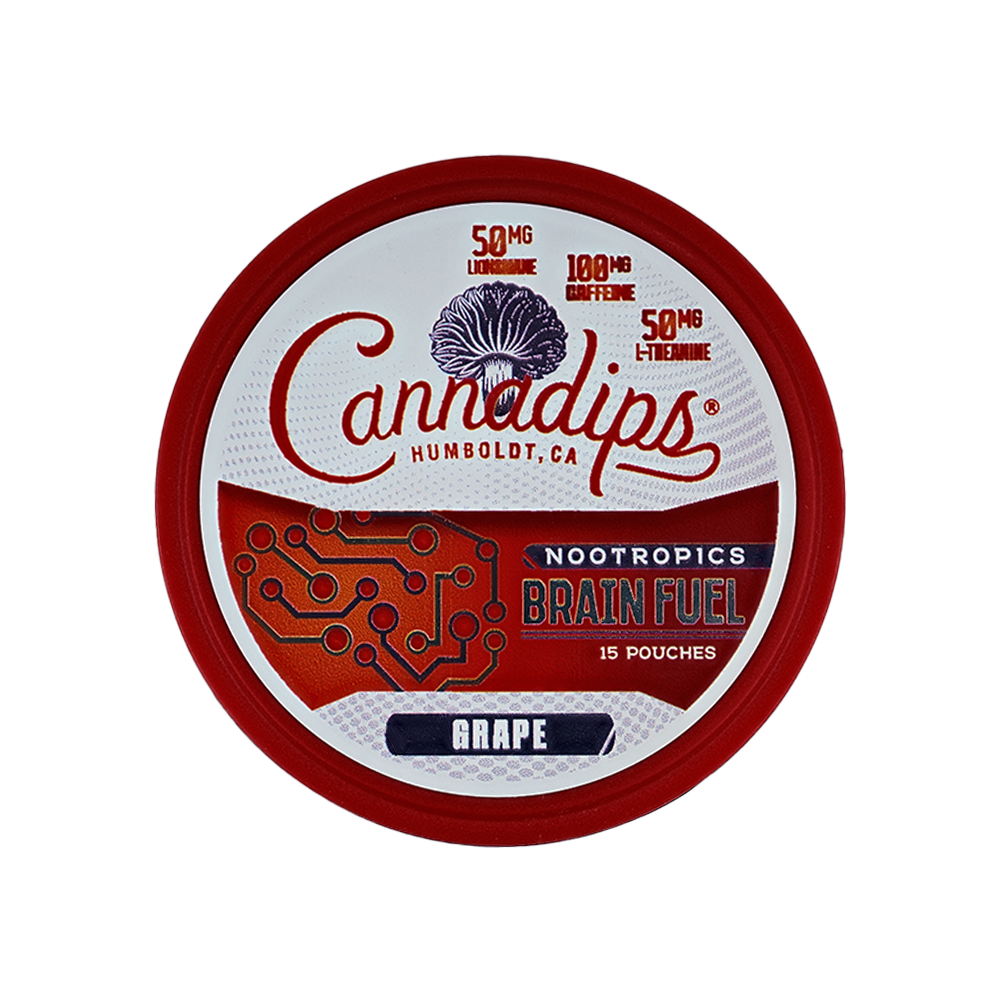 Cannadips Caffeine Brain Fuel Pouches: Blue Razz - 1500mg - Green