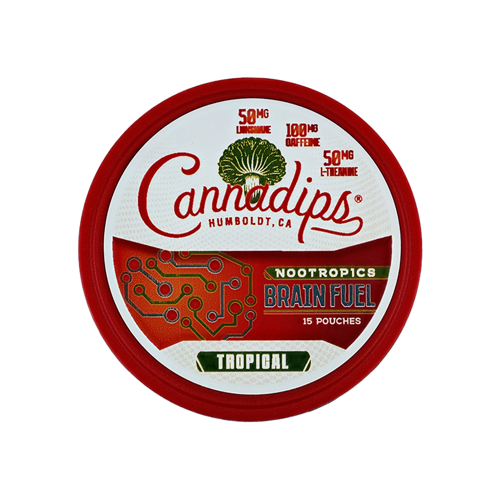 Cannadips Caffeine Brain Fuel Pouches: Tropical - 1500mg - Green