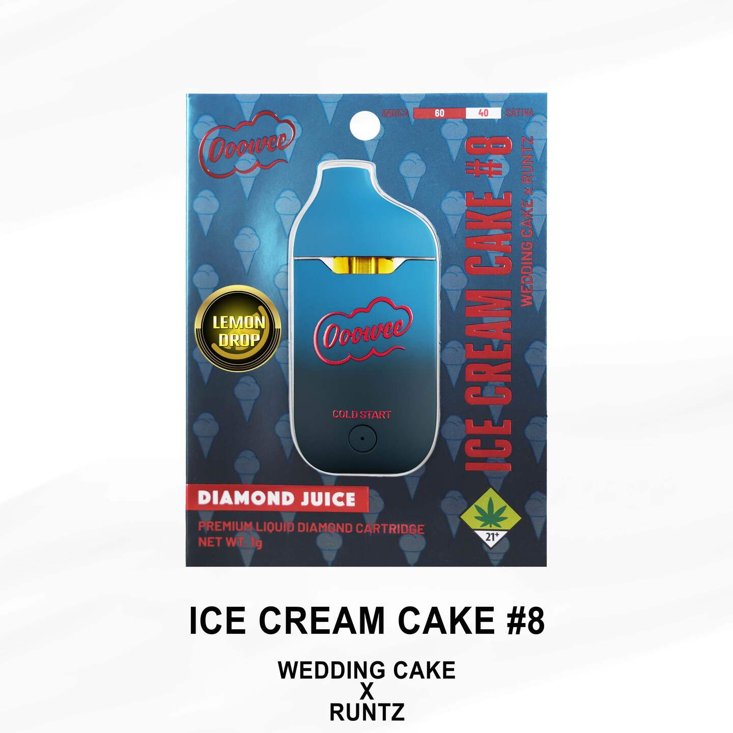 Ooowee Ice Cream Cake - 1g - All-In-One Vape - Lemon Drop - Liquid Diamonds  - Ooowee