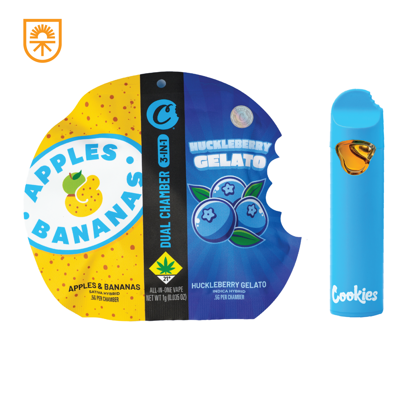 Cookies Apples & Bananas x Huckleberry Gelato - 1g - All-In-One Vape - Dual  Chamber - Cookies