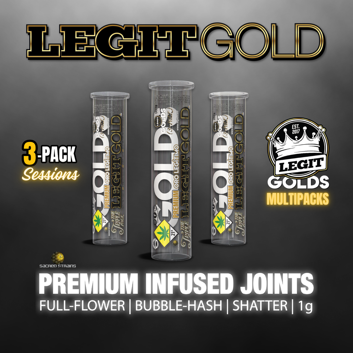 Legit Gold Rainier Cherry - 3x1g - Infused Prerolls - Legit Gold