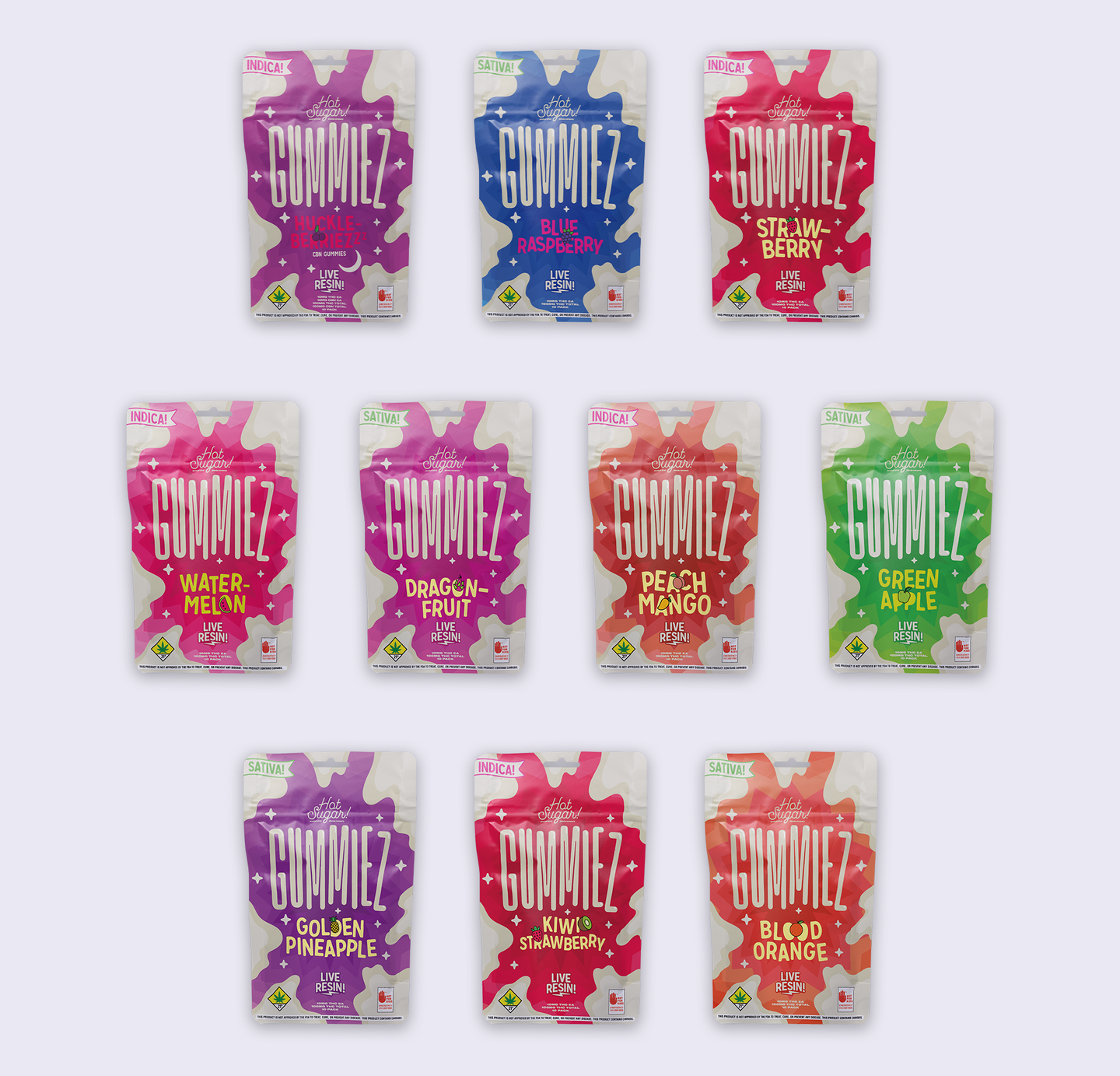 Hot Sugar Blood Orange Gummiez - 100mg - Live Resin - Indica - Hot