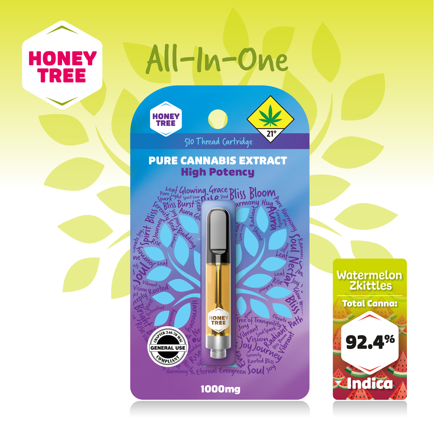 Honey Tree Watermelon Zkittlez - 1g - Cartridge - Flavored - Honey