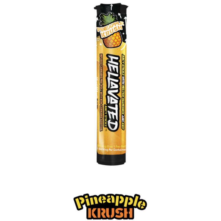 Hellavated Pineapple Krush - .75g - Infused Preroll - Hellevated