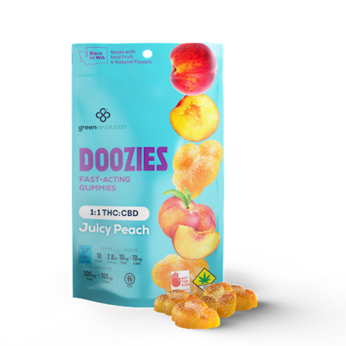 Doozies Juicy Peach - 1:1 - CBD:THC - Gummies - Doozies - Floyd's