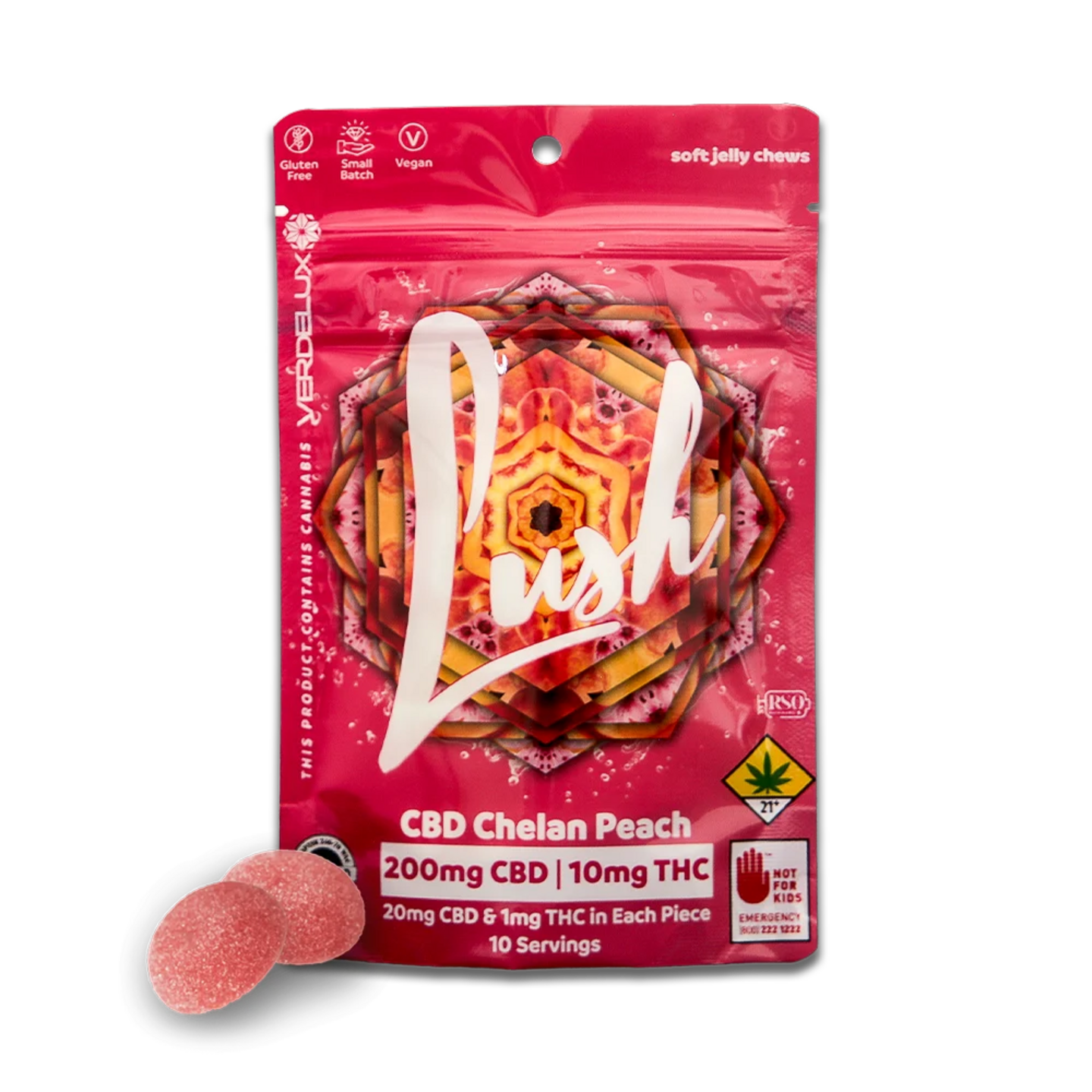 Lush Ginger Peach 1:1 - 100THC 100CBD - Gummies - Lush - Floyd's