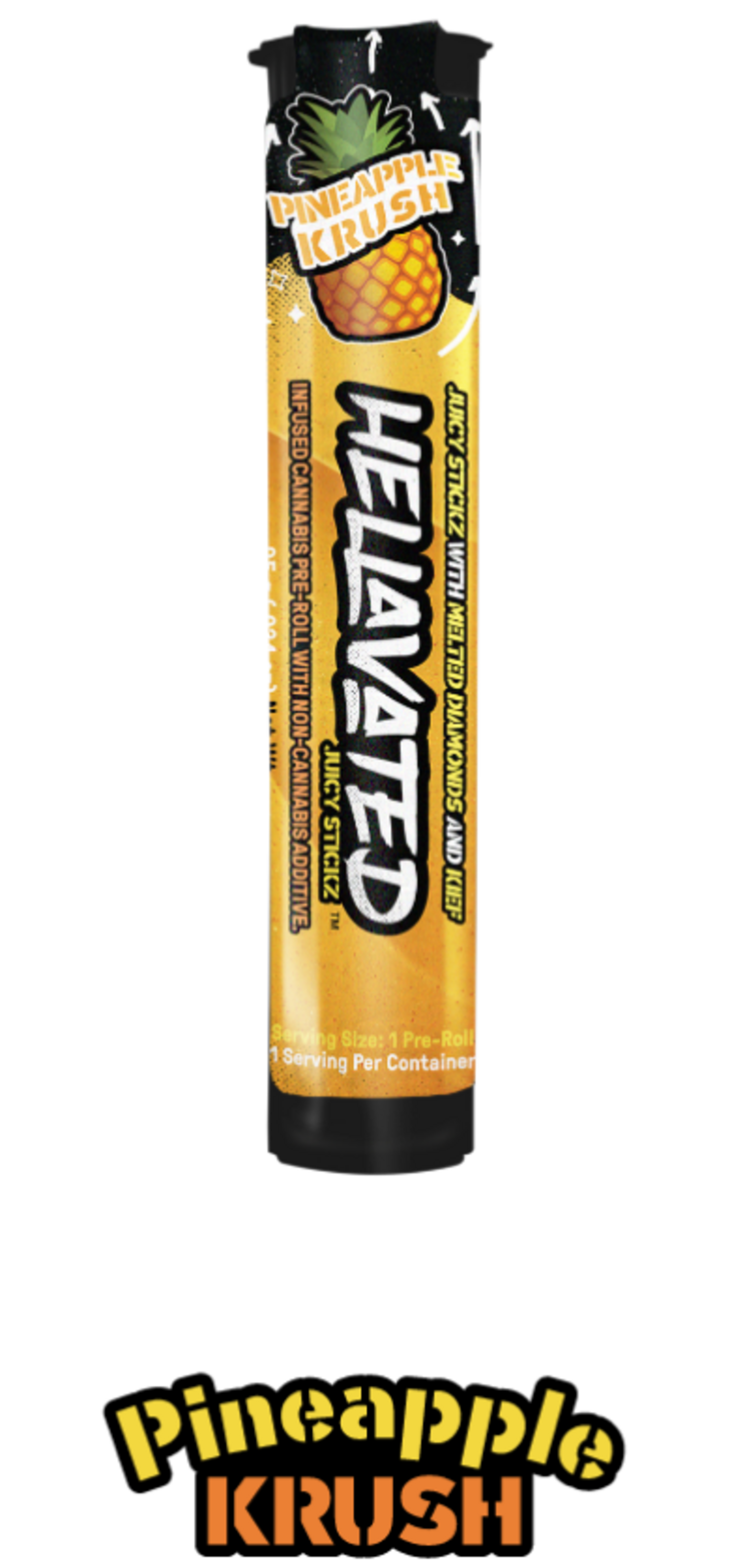Hellavated Pineapple Krush - .75g - Infused Preroll - Hellevated
