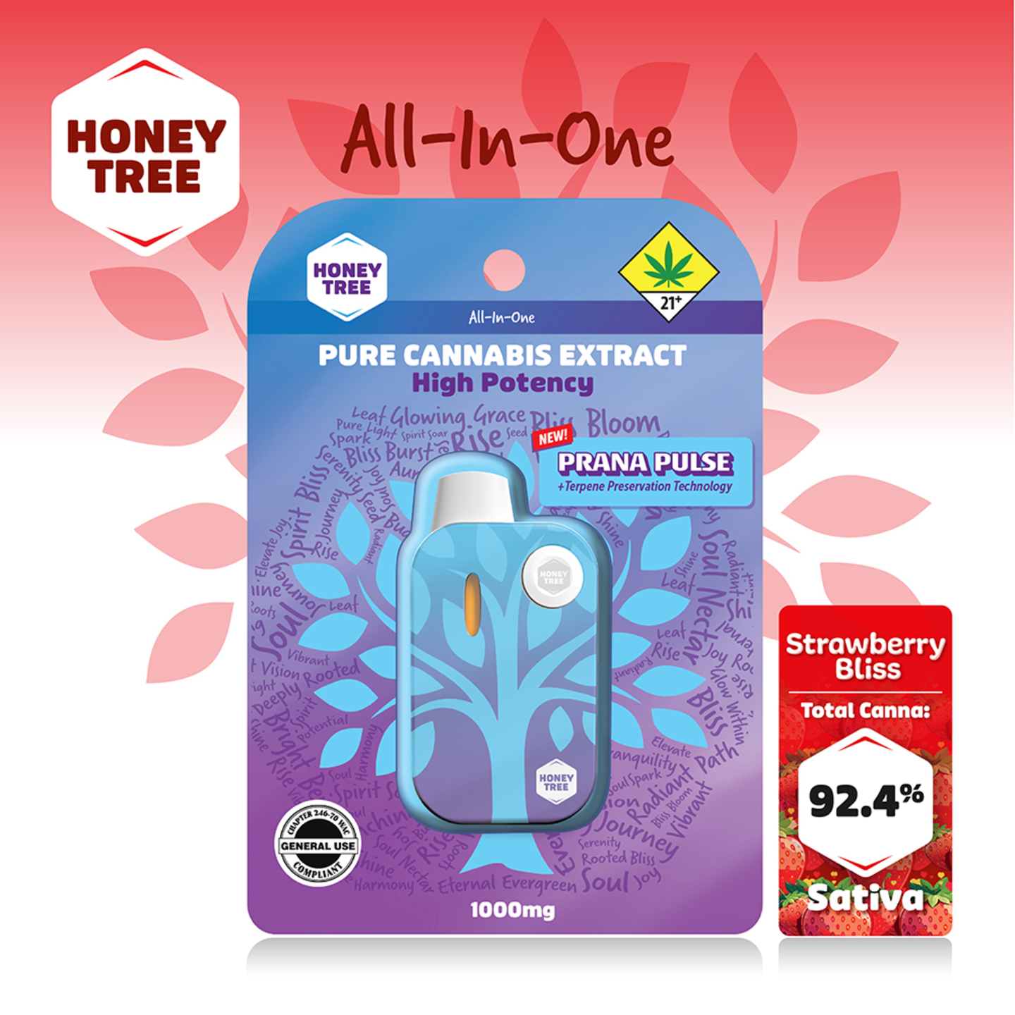 air freshener vape Honey Tree Strawberry Bliss - 1g - All-in-One Vape - Prana Pulse - Honey  Tree
