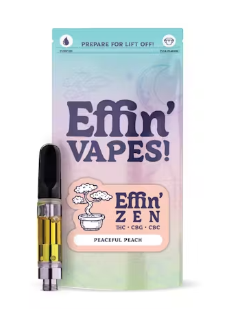thc zen vapes Effin' Peaceful Peach 14:1:1 THC:CBG:CBC Vape Cart | 1g