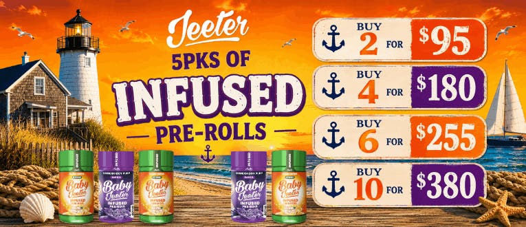 Infused Pre-Roll 5pk | Jeeter | 2 for $95 | 4 for $180 | 6 for $255 | 10 for $380