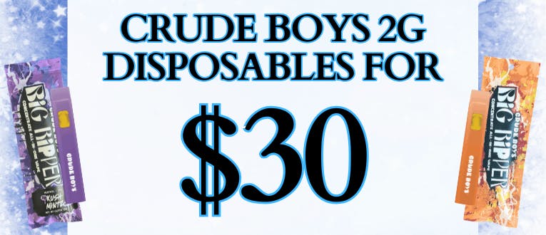 Crude Boys 2g Disposables for $30