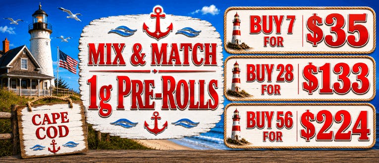 1g Pre-Rolls | 7 for $35 | 28 for $133 | 56 for $224